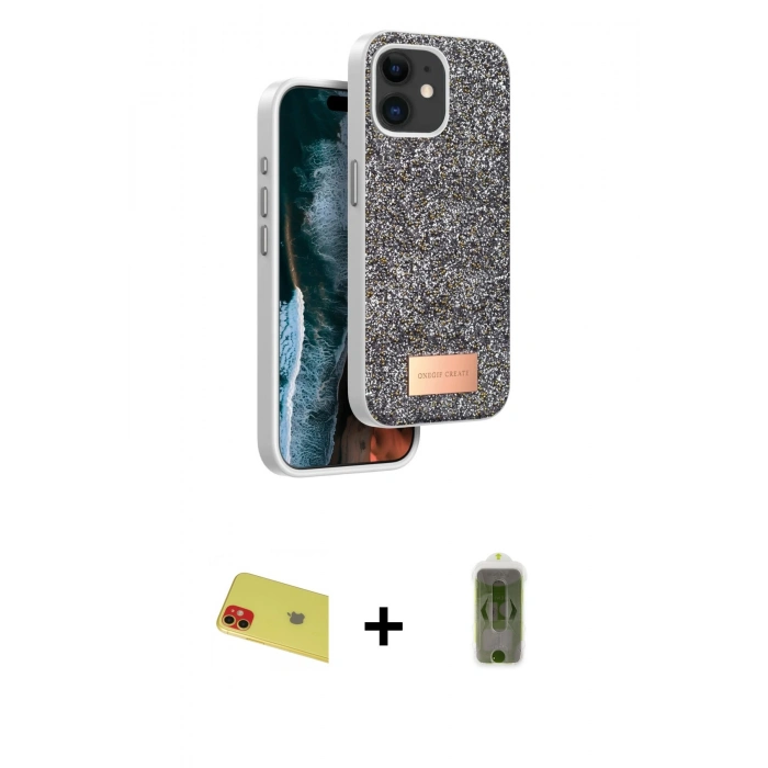 MARSİLYAN™- iPhone 11 Kılıf Vadi Klasik Serisi - Siyah Joko Magic 5D Hayalet Cam + Rainbow Kamera Lens Koruma Cam - KI