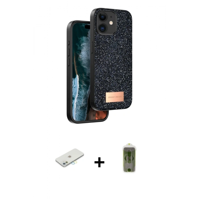 MARSİLYAN™- iPhone 11 Kılıf Vadi Klasik Serisi - Siyah Joko Magic 5D Hayalet Cam + Renkli Kamera Lens Koruma Cam - SI
