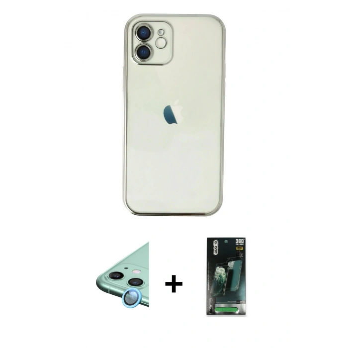 MARSİLYAN™- iPhone 11 Kılıf Vadi Minimal - Şeffaf 360 Full Body Arka Koruyucu + Raze Metal Kamera Lens - MI