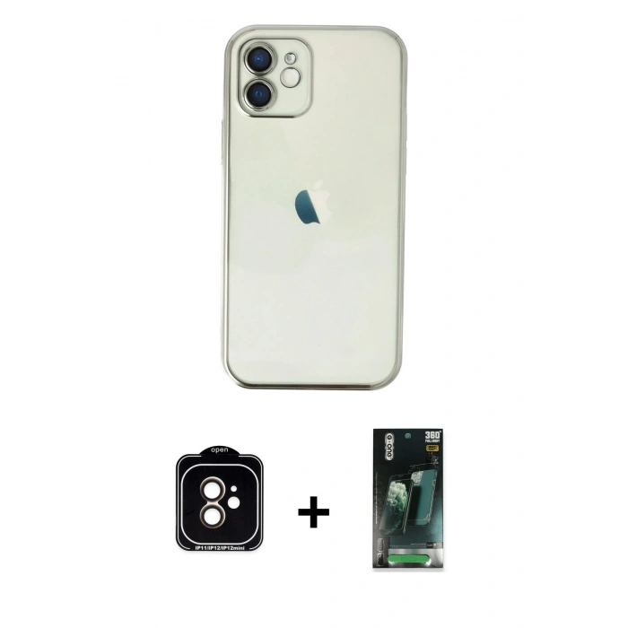 MARSİLYAN™- iPhone 11 Kılıf Vadi Minimal - Şeffaf 360 Full Body Arka Koruyucu + PVD Metal Kamera Lens - TU