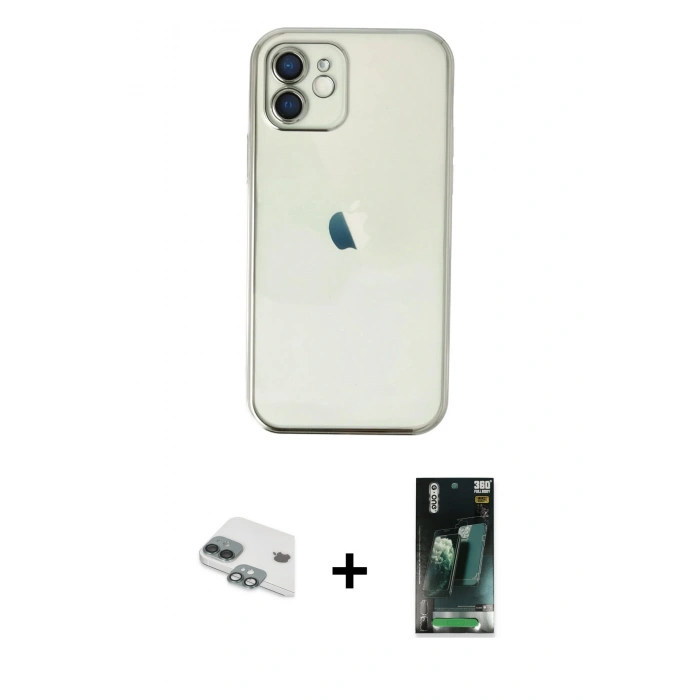 MARSİLYAN™- iPhone 11 Kılıf Vadi Minimal - Şeffaf 360 Full Body Arka Koruyucu + Pers Alüminyum Kamera Lens - YL