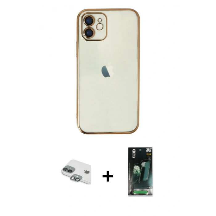 MARSİLYAN™- iPhone 11 Kılıf Vadi Minimal - Şeffaf 360 Full Body Arka Koruyucu + Pers Alüminyum Kamera Lens - YL
