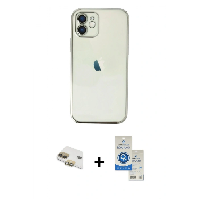 MARSİLYAN™- iPhone 11 Kılıf Vadi Minimal - Şeffaf Royal Nano Ekran Koruyucu + Pers Alüminyum Kamera Lens - GD