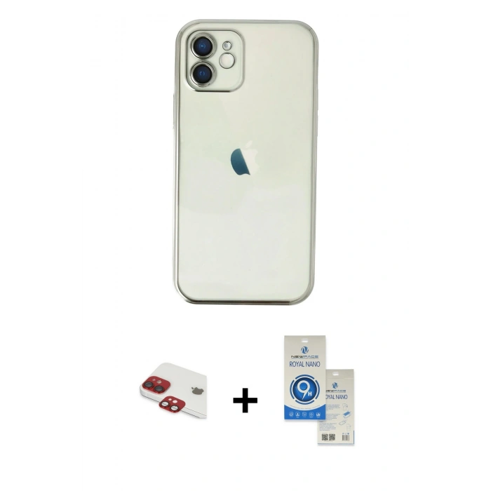 MARSİLYAN™- iPhone 11 Kılıf Vadi Minimal - Şeffaf Royal Nano Ekran Koruyucu + Pers Alüminyum Kamera Lens - KI