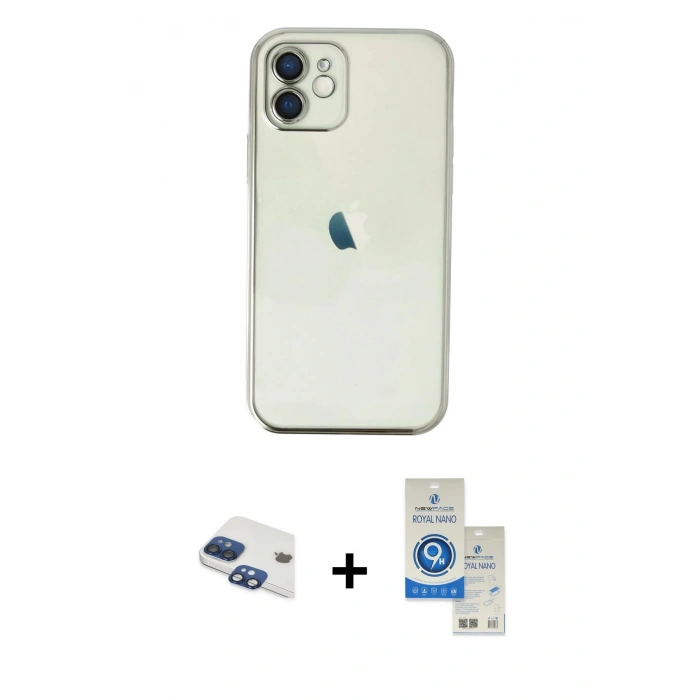 MARSİLYAN™- iPhone 11 Kılıf Vadi Minimal - Şeffaf Royal Nano Ekran Koruyucu + Pers Alüminyum Kamera Lens - LT