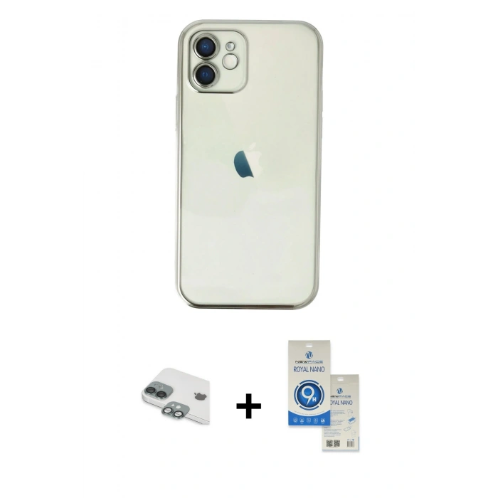 MARSİLYAN™- iPhone 11 Kılıf Vadi Minimal - Şeffaf Royal Nano Ekran Koruyucu + Pers Alüminyum Kamera Lens - YL