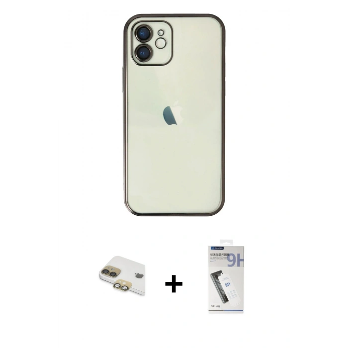 MARSİLYAN™- iPhone 11 Kılıf Vadi Minimal - Şeffaf Uv Polymer Nano Ekran Koruyucu + Pers Alüminyum Kamera Lens - GD