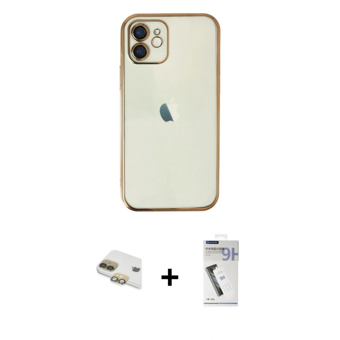 MARSİLYAN™- iPhone 11 Kılıf Vadi Minimal - Şeffaf Uv Polymer Nano Ekran Koruyucu + Pers Alüminyum Kamera Lens - GD