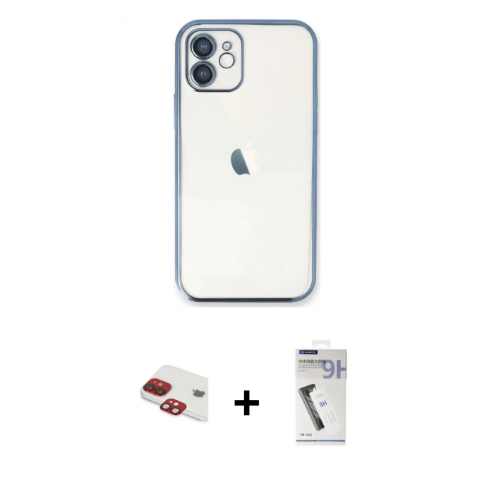 MARSİLYAN™- iPhone 11 Kılıf Vadi Minimal - Şeffaf Uv Polymer Nano Ekran Koruyucu + Pers Alüminyum Kamera Lens - KI