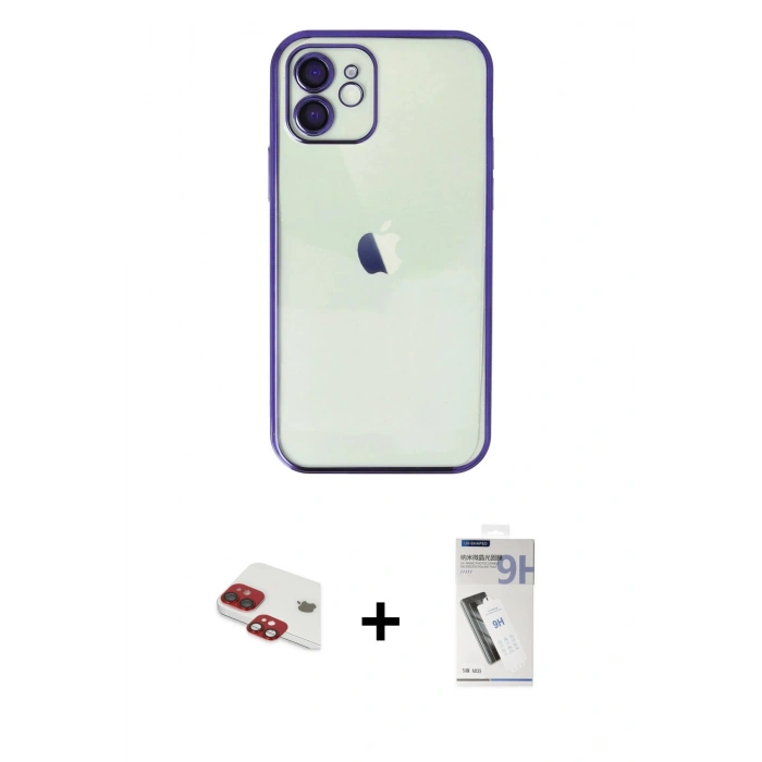 MARSİLYAN™- iPhone 11 Kılıf Vadi Minimal - Şeffaf Uv Polymer Nano Ekran Koruyucu + Pers Alüminyum Kamera Lens - KI
