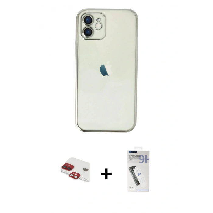 MARSİLYAN™- iPhone 11 Kılıf Vadi Minimal - Şeffaf Uv Polymer Nano Ekran Koruyucu + Pers Alüminyum Kamera Lens - KI