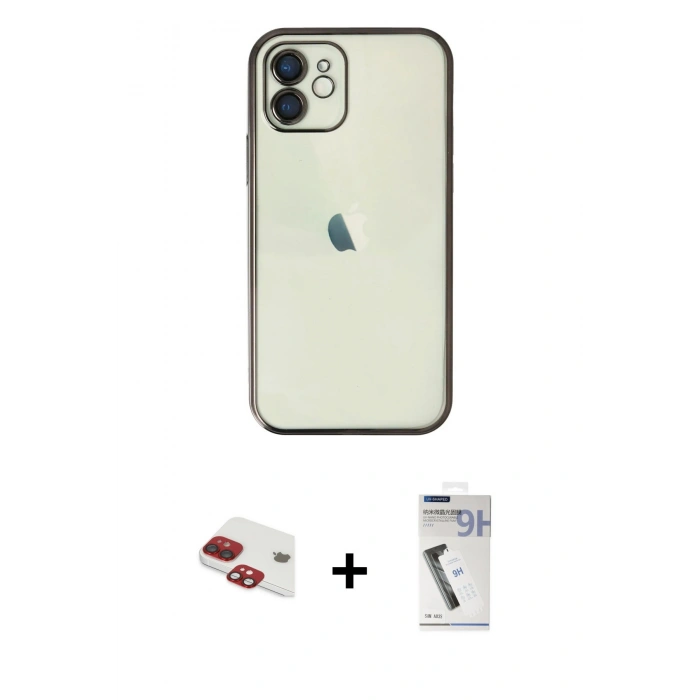 MARSİLYAN™- iPhone 11 Kılıf Vadi Minimal - Şeffaf Uv Polymer Nano Ekran Koruyucu + Pers Alüminyum Kamera Lens - KI
