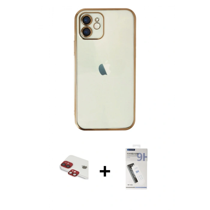 MARSİLYAN™- iPhone 11 Kılıf Vadi Minimal - Şeffaf Uv Polymer Nano Ekran Koruyucu + Pers Alüminyum Kamera Lens - KI