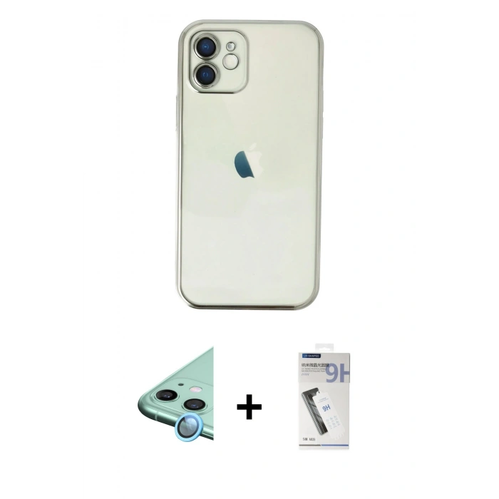 MARSİLYAN™- iPhone 11 Kılıf Vadi Minimal - Şeffaf Uv Polymer Nano Ekran Koruyucu + Raze Metal Kamera Lens - MI