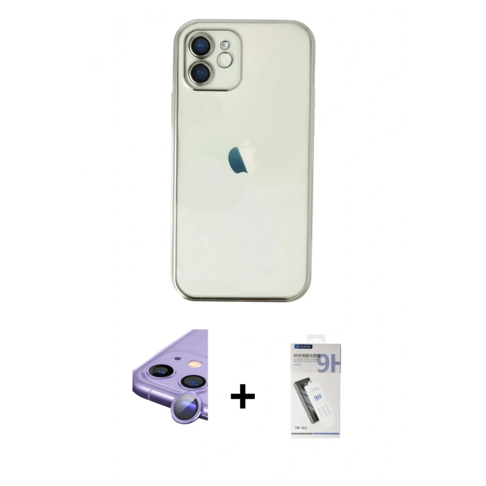 MARSİLYAN™- iPhone 11 Kılıf Vadi Minimal - Şeffaf Uv Polymer Nano Ekran Koruyucu + Raze Metal Kamera Lens - MR