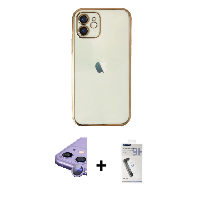 MARSİLYAN™- iPhone 11 Kılıf Vadi Minimal - Şeffaf Uv Polymer Nano Ekran Koruyucu + Raze Metal Kamera Lens - MR