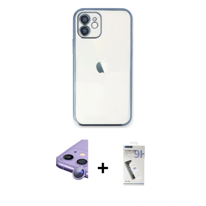 MARSİLYAN™- iPhone 11 Kılıf Vadi Minimal - Şeffaf Uv Polymer Nano Ekran Koruyucu + Raze Metal Kamera Lens - MR