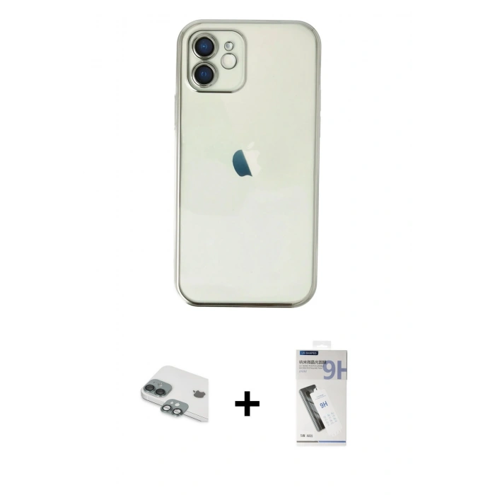 MARSİLYAN™- iPhone 11 Kılıf Vadi Minimal - Şeffaf Uv Polymer Nano Ekran Koruyucu + Pers Alüminyum Kamera Lens - YL
