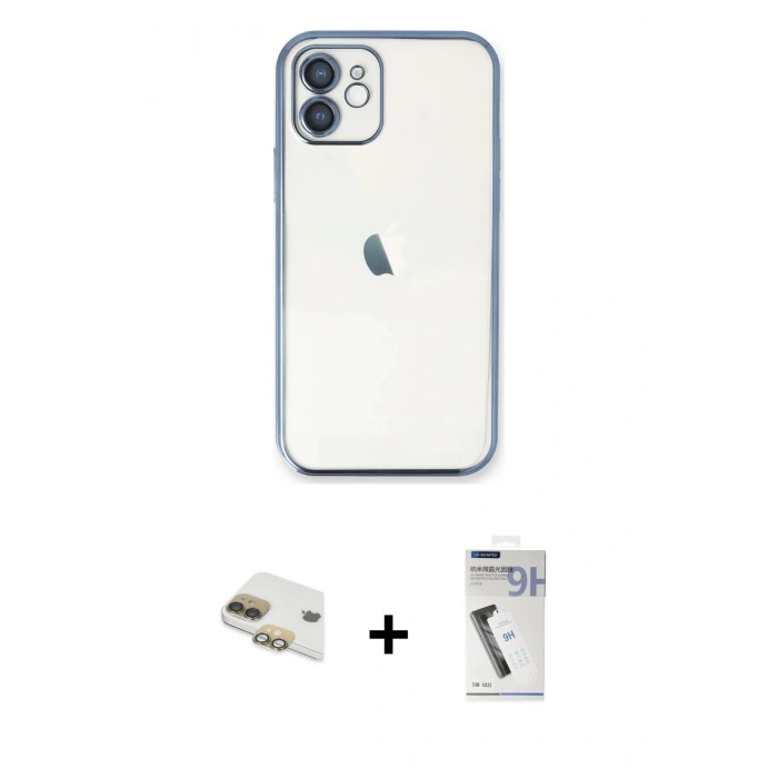 MARSİLYAN™- iPhone 11 Kılıf Vadi Minimal - Şeffaf Uv Polymer Nano Ekran Koruyucu + Pers Alüminyum Kamera Lens - GD