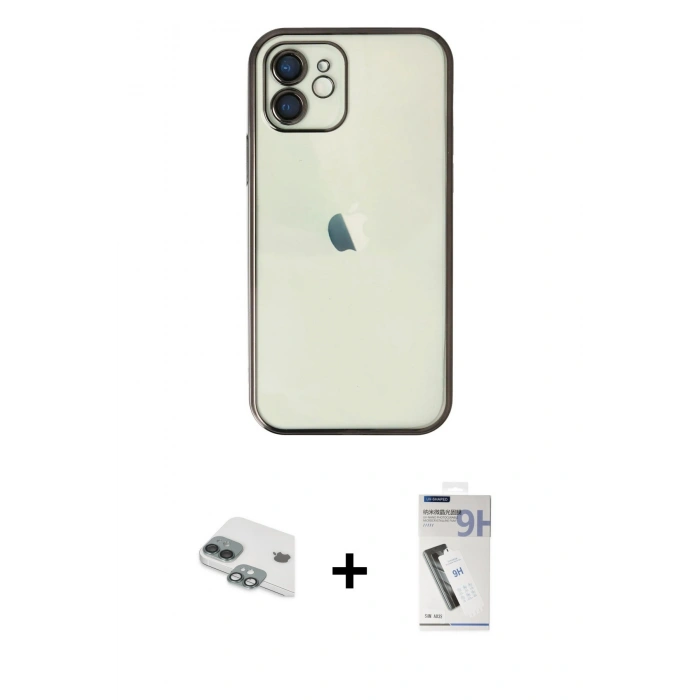 MARSİLYAN™- iPhone 11 Kılıf Vadi Minimal - Şeffaf Uv Polymer Nano Ekran Koruyucu + Pers Alüminyum Kamera Lens - YL