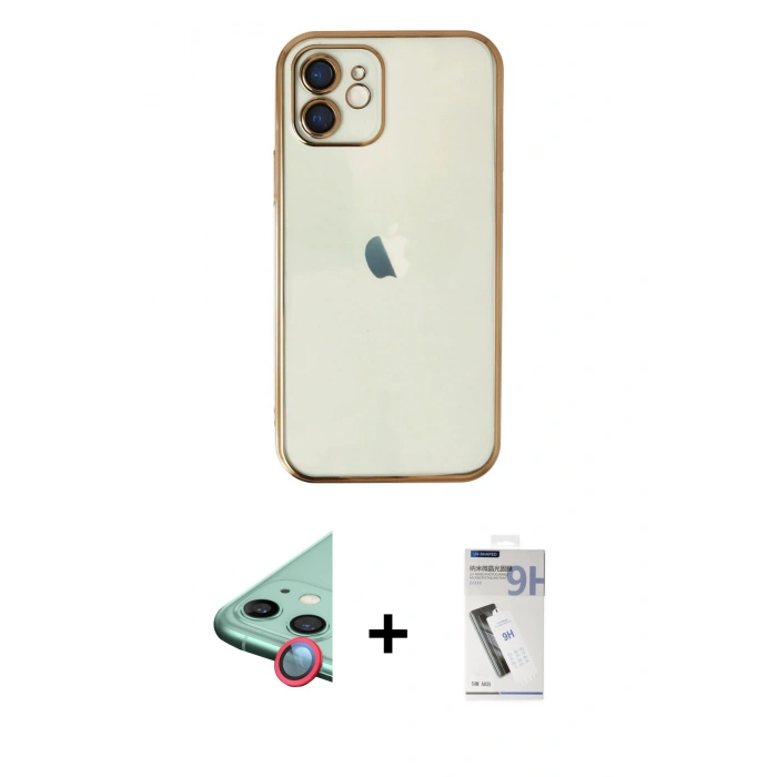 MARSİLYAN™- iPhone 11 Kılıf Vadi Minimal - Şeffaf Uv Polymer Nano Ekran Koruyucu + Raze Metal Kamera Lens - KI