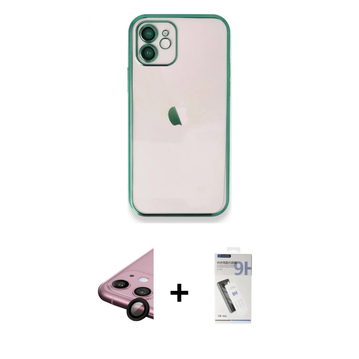 MARSİLYAN™- iPhone 11 Kılıf Vadi Minimal - Şeffaf Uv Polymer Nano Ekran Koruyucu + Raze Metal Kamera Lens - SH
