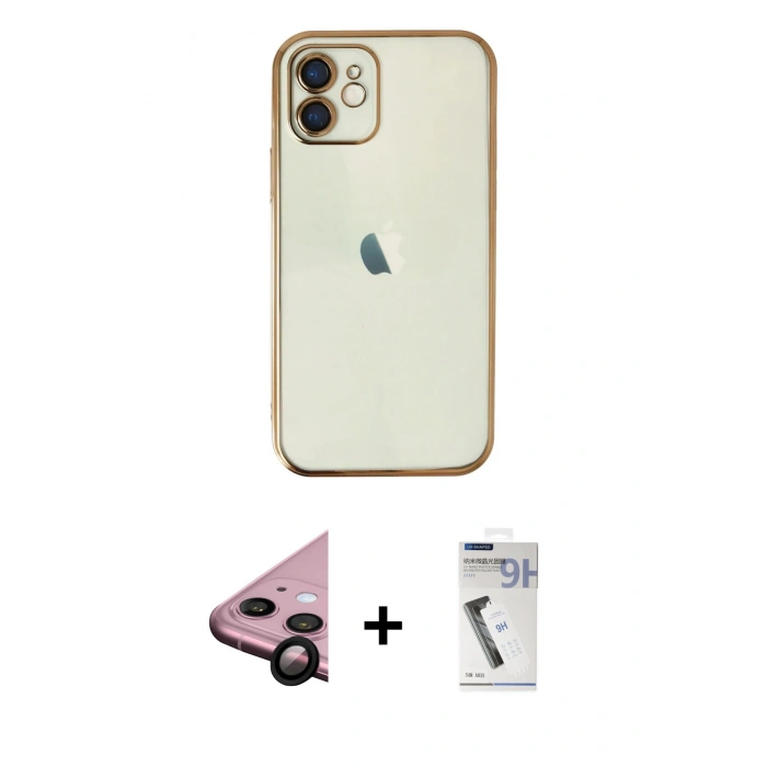 MARSİLYAN™- iPhone 11 Kılıf Vadi Minimal - Şeffaf Uv Polymer Nano Ekran Koruyucu + Raze Metal Kamera Lens - SH