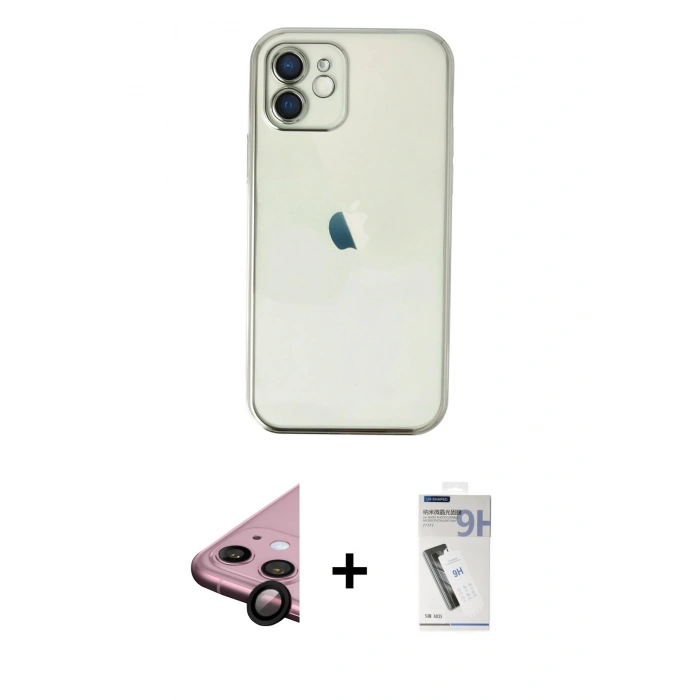 MARSİLYAN™- iPhone 11 Kılıf Vadi Minimal - Şeffaf Uv Polymer Nano Ekran Koruyucu + Raze Metal Kamera Lens - SH