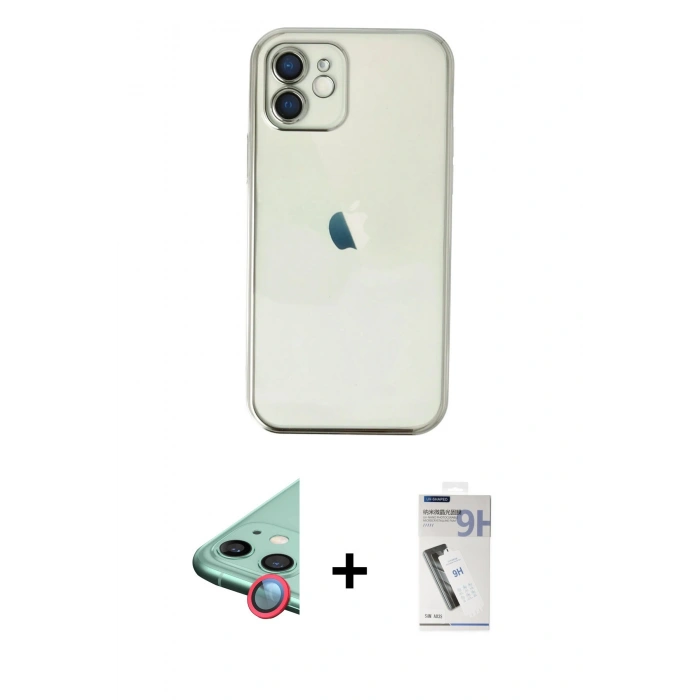 MARSİLYAN™- iPhone 11 Kılıf Vadi Minimal - Şeffaf Uv Polymer Nano Ekran Koruyucu + Raze Metal Kamera Lens - KI