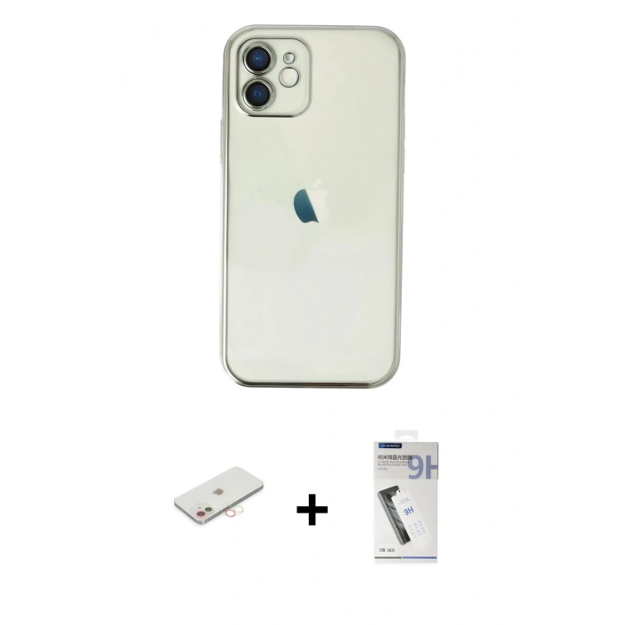 MARSİLYAN™- iPhone 11 Kılıf Vadi Minimal - Şeffaf Uv Polymer Nano Ekran Koruyucu + Renkli Kamera Lens Koruma Cam - YL