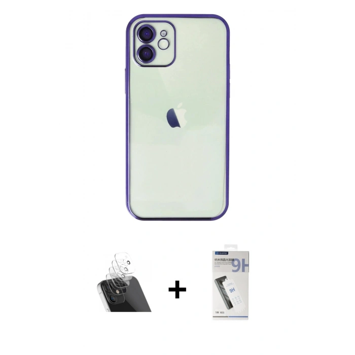MARSİLYAN™- iPhone 11 Kılıf Vadi Minimal - Şeffaf Uv Polymer Nano Ekran Koruyucu + Kamera Lens Koruma Cam - SF