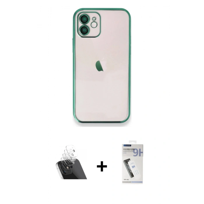 MARSİLYAN™- iPhone 11 Kılıf Vadi Minimal - Şeffaf Uv Polymer Nano Ekran Koruyucu + Kamera Lens Koruma Cam - SF