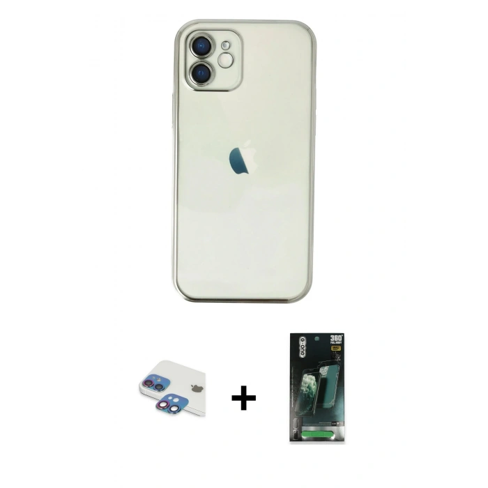 MARSİLYAN™- iPhone 11 Kılıf Vadi Minimal - Siyah 360 Mat Full Body Arka Koruyucu + Pers Alüminyum Kamera Lens - GI