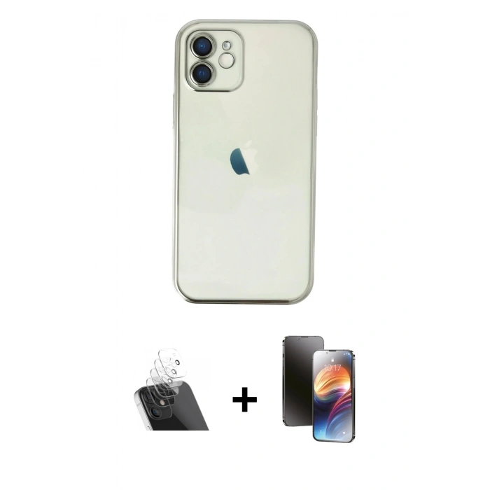 MARSİLYAN™- iPhone 11 Kılıf Vadi Minimal - Siyah 3D Antistatik Mat Seramik Nano Ekran Koruyucu + Kamera Lens Koruma Cam - SF