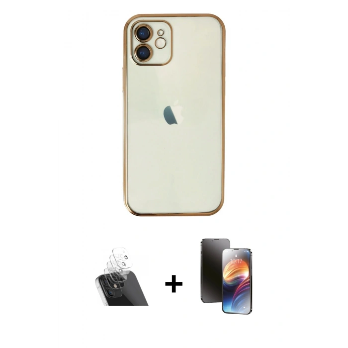 MARSİLYAN™- iPhone 11 Kılıf Vadi Minimal - Siyah 3D Antistatik Mat Seramik Nano Ekran Koruyucu + Kamera Lens Koruma Cam - SF
