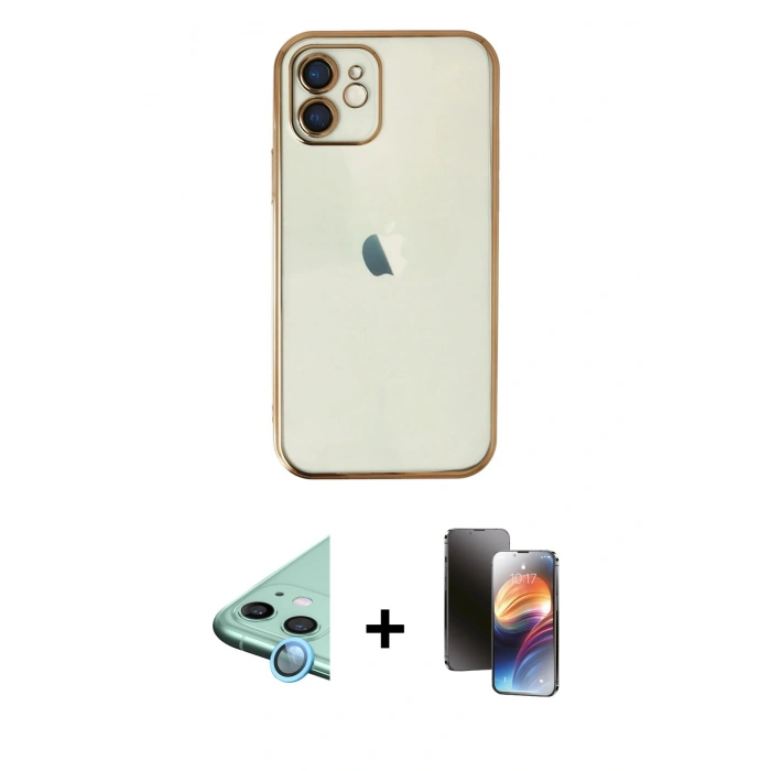 MARSİLYAN™- iPhone 11 Kılıf Vadi Minimal - Siyah 3D Antistatik Mat Seramik Nano Ekran Koruyucu + Raze Metal Kamera Lens - MI