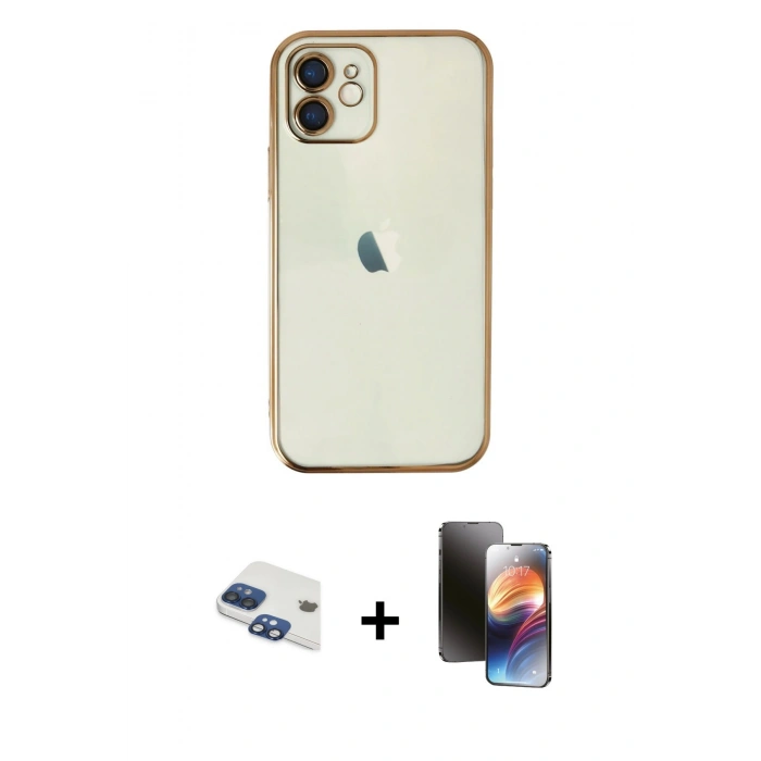 MARSİLYAN™- iPhone 11 Kılıf Vadi Minimal - Siyah 3D Antistatik Mat Seramik Nano Ekran Koruyucu + Pers Alüminyum Kamera Lens - LT