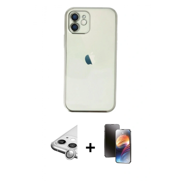 MARSİLYAN™- iPhone 11 Kılıf Vadi Minimal - Siyah 3D Antistatik Mat Seramik Nano Ekran Koruyucu + Raze Metal Kamera Lens - GS