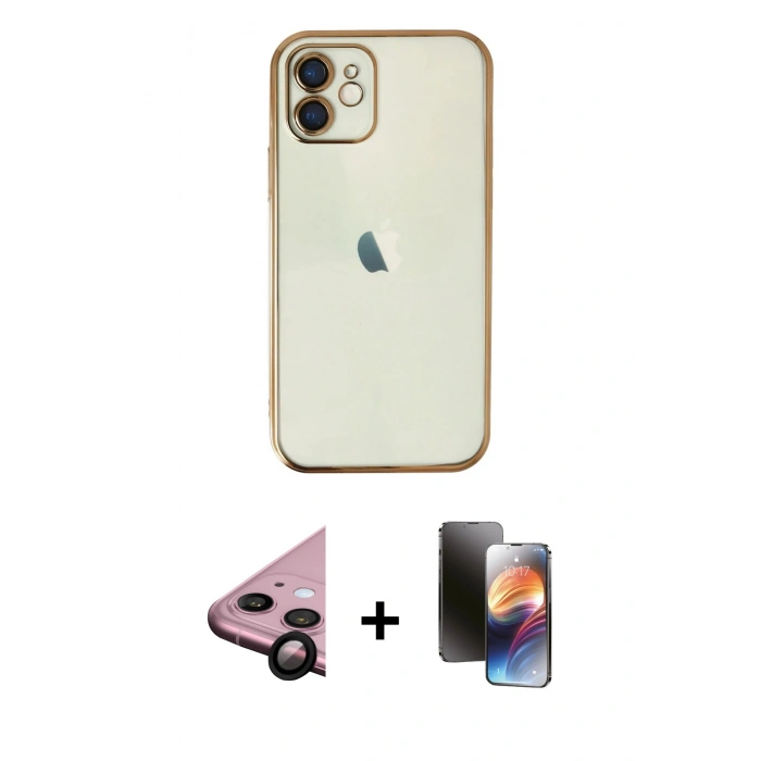 MARSİLYAN™- iPhone 11 Kılıf Vadi Minimal - Siyah 3D Antistatik Mat Seramik Nano Ekran Koruyucu + Raze Metal Kamera Lens - SH
