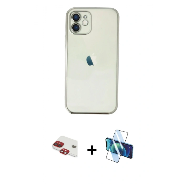 MARSİLYAN™- iPhone 11 Kılıf Vadi Minimal - Siyah 3D Antistatik Seramik Nano Ekran Koruyucu + Pers Alüminyum Kamera Lens - KI