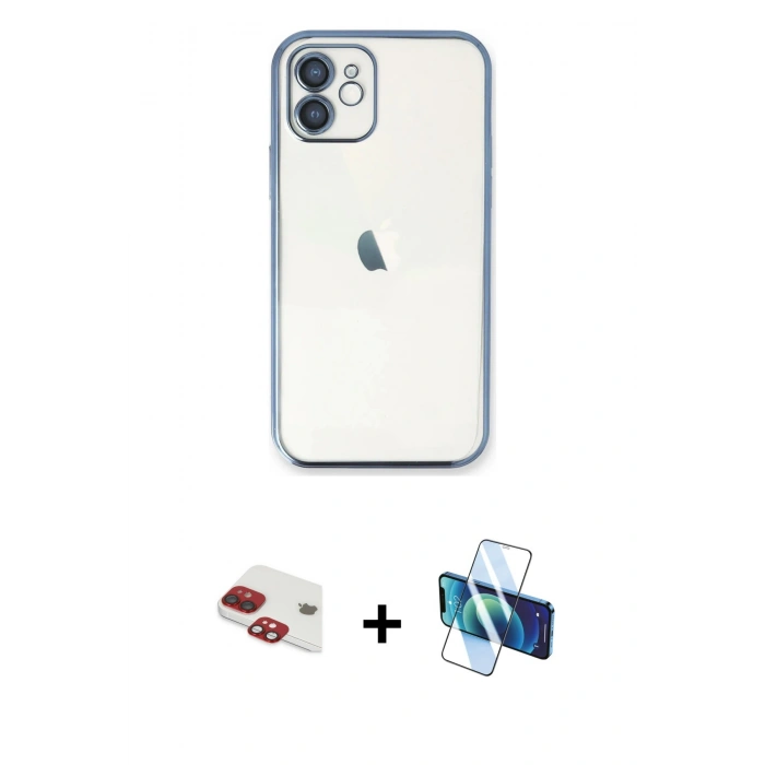 MARSİLYAN™- iPhone 11 Kılıf Vadi Minimal - Siyah 3D Antistatik Seramik Nano Ekran Koruyucu + Pers Alüminyum Kamera Lens - KI