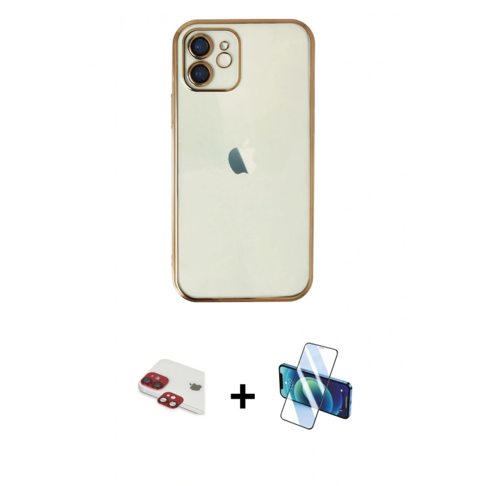 MARSİLYAN™- iPhone 11 Kılıf Vadi Minimal - Siyah 3D Antistatik Seramik Nano Ekran Koruyucu + Pers Alüminyum Kamera Lens - KI