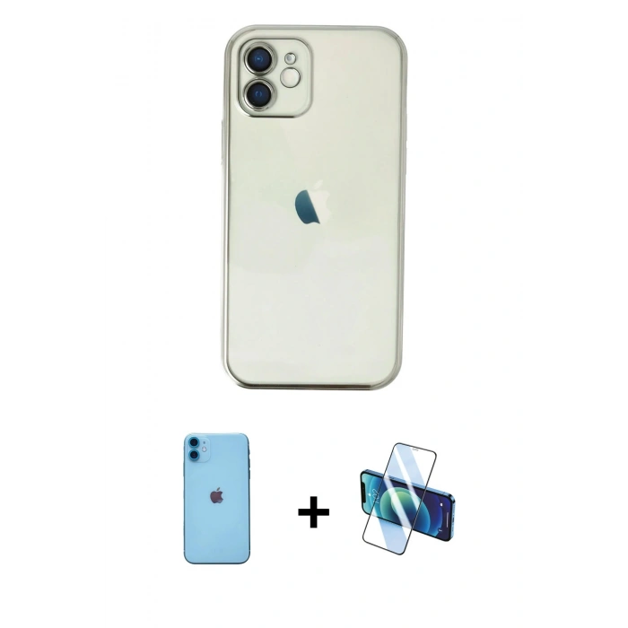 MARSİLYAN™- iPhone 11 Kılıf Vadi Minimal - Siyah 3D Antistatik Seramik Nano Ekran Koruyucu + Neon Fosforlu Kamera Lens - MI