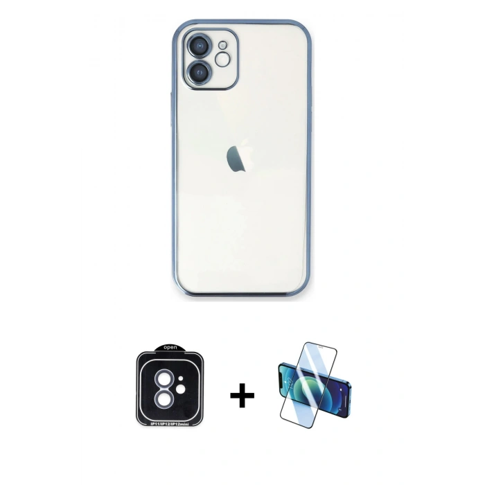 MARSİLYAN™- iPhone 11 Kılıf Vadi Minimal - Siyah 3D Antistatik Seramik Nano Ekran Koruyucu + PVD Metal Kamera Lens - MI