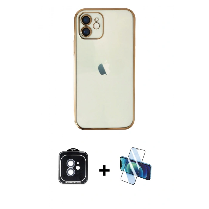 MARSİLYAN™- iPhone 11 Kılıf Vadi Minimal - Siyah 3D Antistatik Seramik Nano Ekran Koruyucu + PVD Metal Kamera Lens - MI