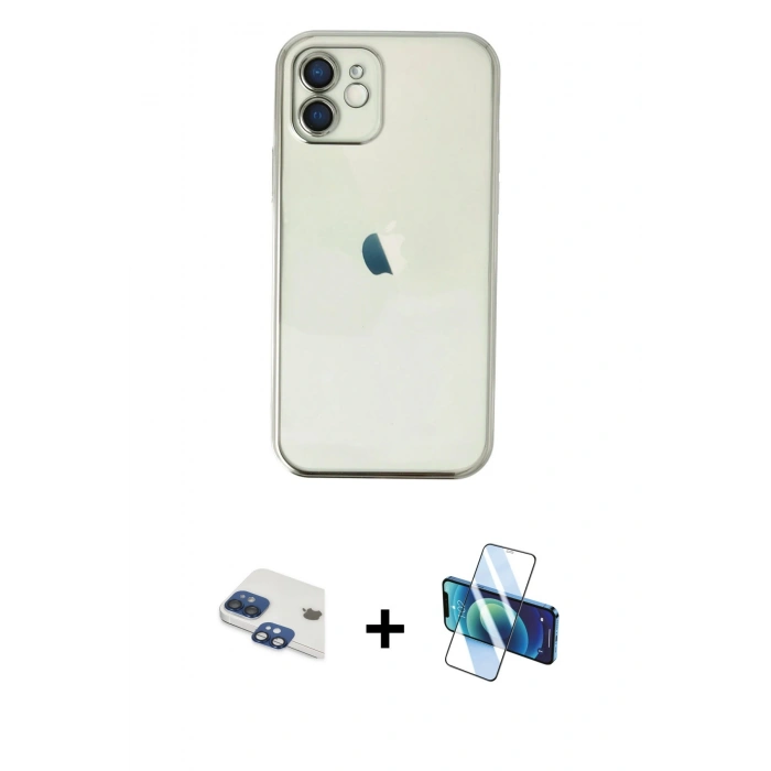 MARSİLYAN™- iPhone 11 Kılıf Vadi Minimal - Siyah 3D Antistatik Seramik Nano Ekran Koruyucu + Pers Alüminyum Kamera Lens - LT