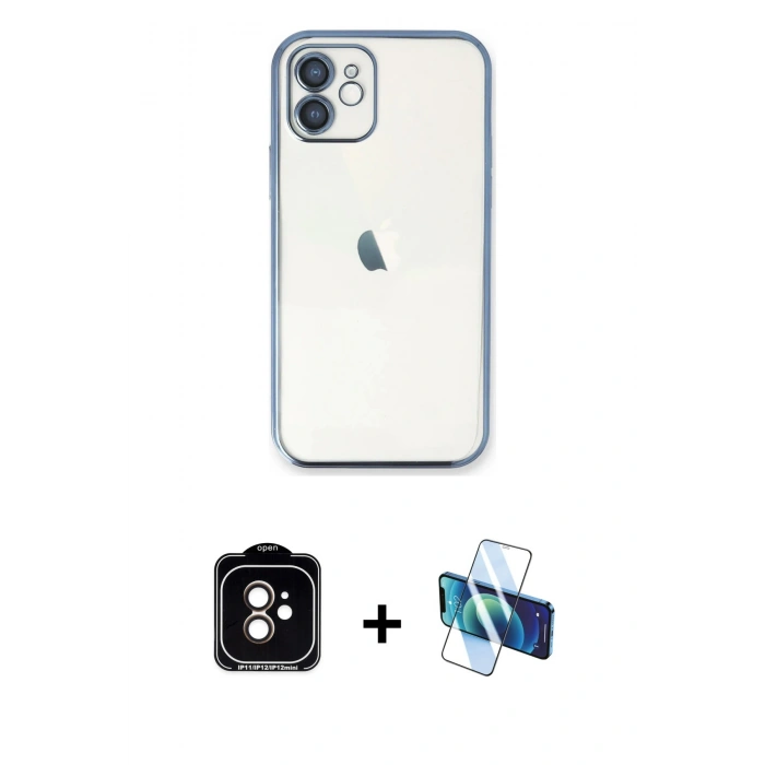 MARSİLYAN™- iPhone 11 Kılıf Vadi Minimal - Siyah 3D Antistatik Seramik Nano Ekran Koruyucu + PVD Metal Kamera Lens - TU
