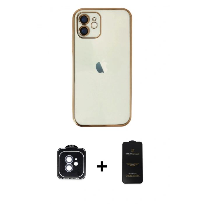 MARSİLYAN™- iPhone 11 Kılıf Vadi Minimal - Siyah 6D Antistatik Mat Seramik Hayalet Nano Ekran Koruyucu + PVD Metal Kamera Lens - MI