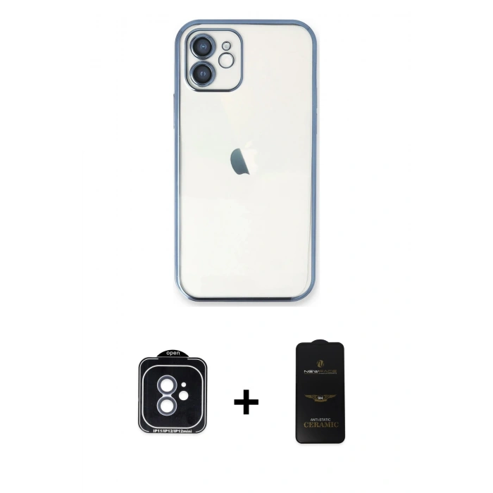 MARSİLYAN™- iPhone 11 Kılıf Vadi Minimal - Siyah 6D Antistatik Mat Seramik Hayalet Nano Ekran Koruyucu + PVD Metal Kamera Lens - MI