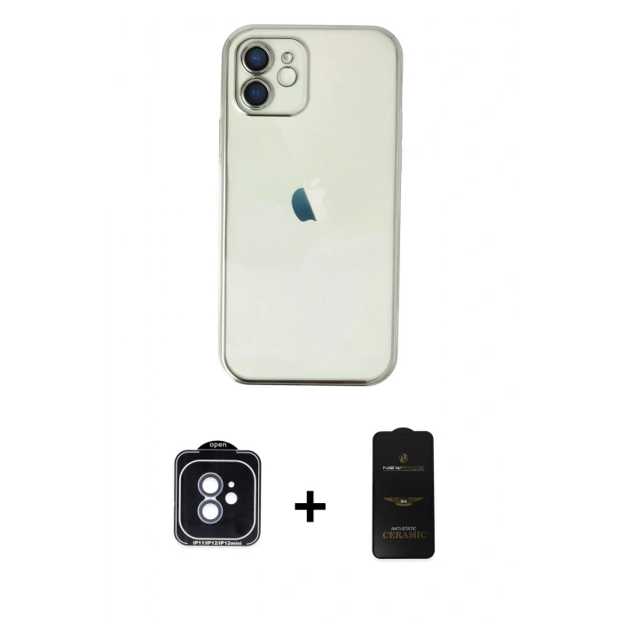 MARSİLYAN™- iPhone 11 Kılıf Vadi Minimal - Siyah 6D Antistatik Mat Seramik Hayalet Nano Ekran Koruyucu + PVD Metal Kamera Lens - MI